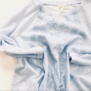 Meadow Rue blue mesh embroidered top